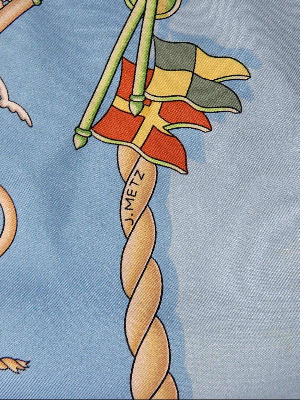 Hermes Pale Blue and Green Silk Nautical Square Scarf - Picture 14 of 16